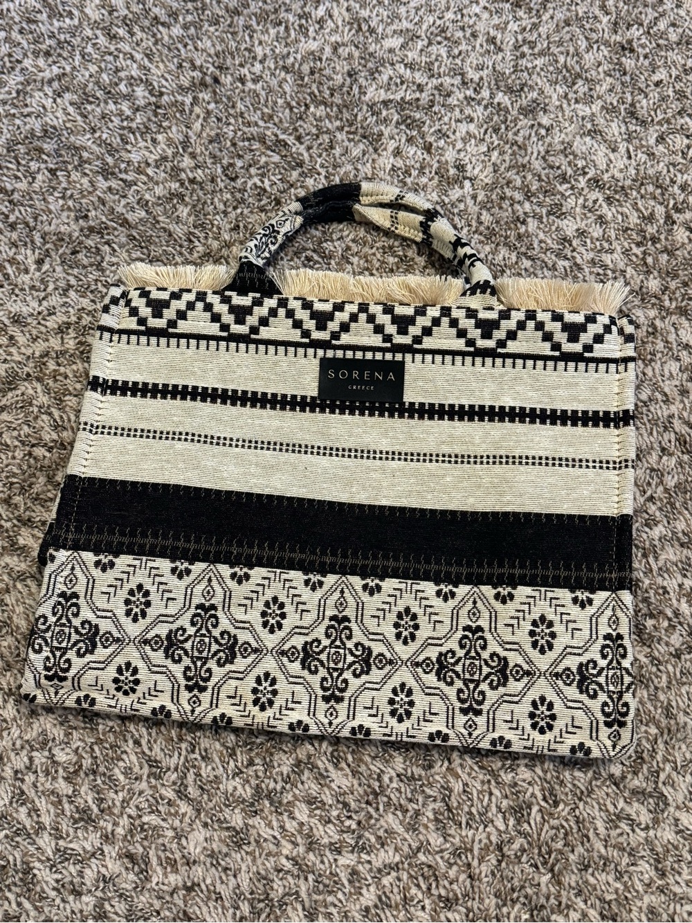 Sorena Greece Large Fringe Top Tote Bag